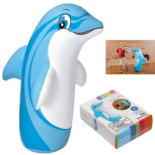 INTEX 3D Bop Bag Dolphin - Inflatable Blow Up Punching Bag Toy